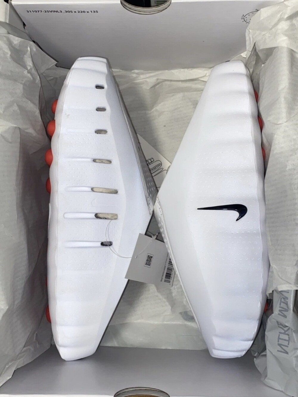 ***RUNS SMALL*** Men's Size 11 Nike Mind 001 White Speed Red Slide Mule